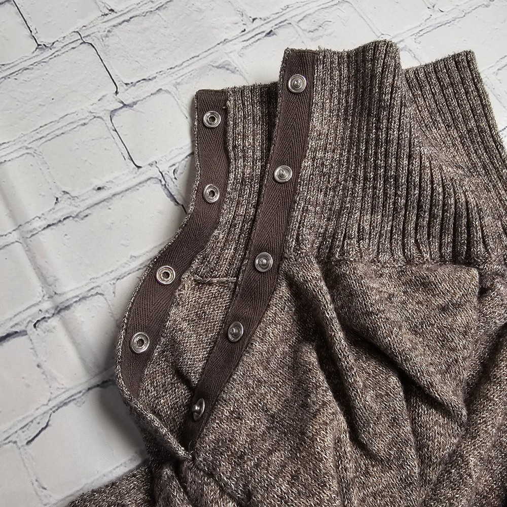 Gap Mens Colorblock Turtleneck Sweater Brown Grey Blue Snap Neck Medium - Picture 4 of 11